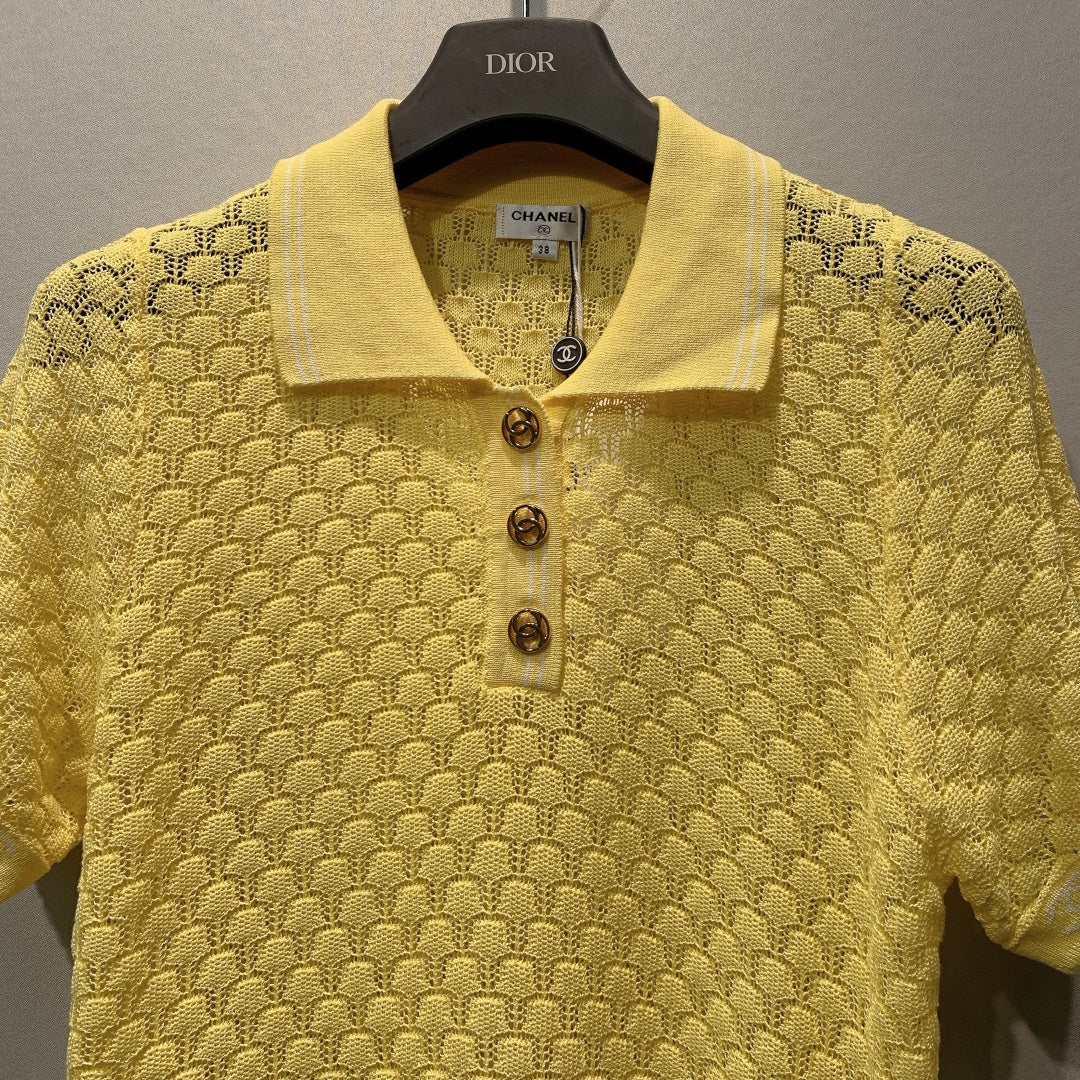 Chanel 26s Short Sleeve Polo Top Style 1275