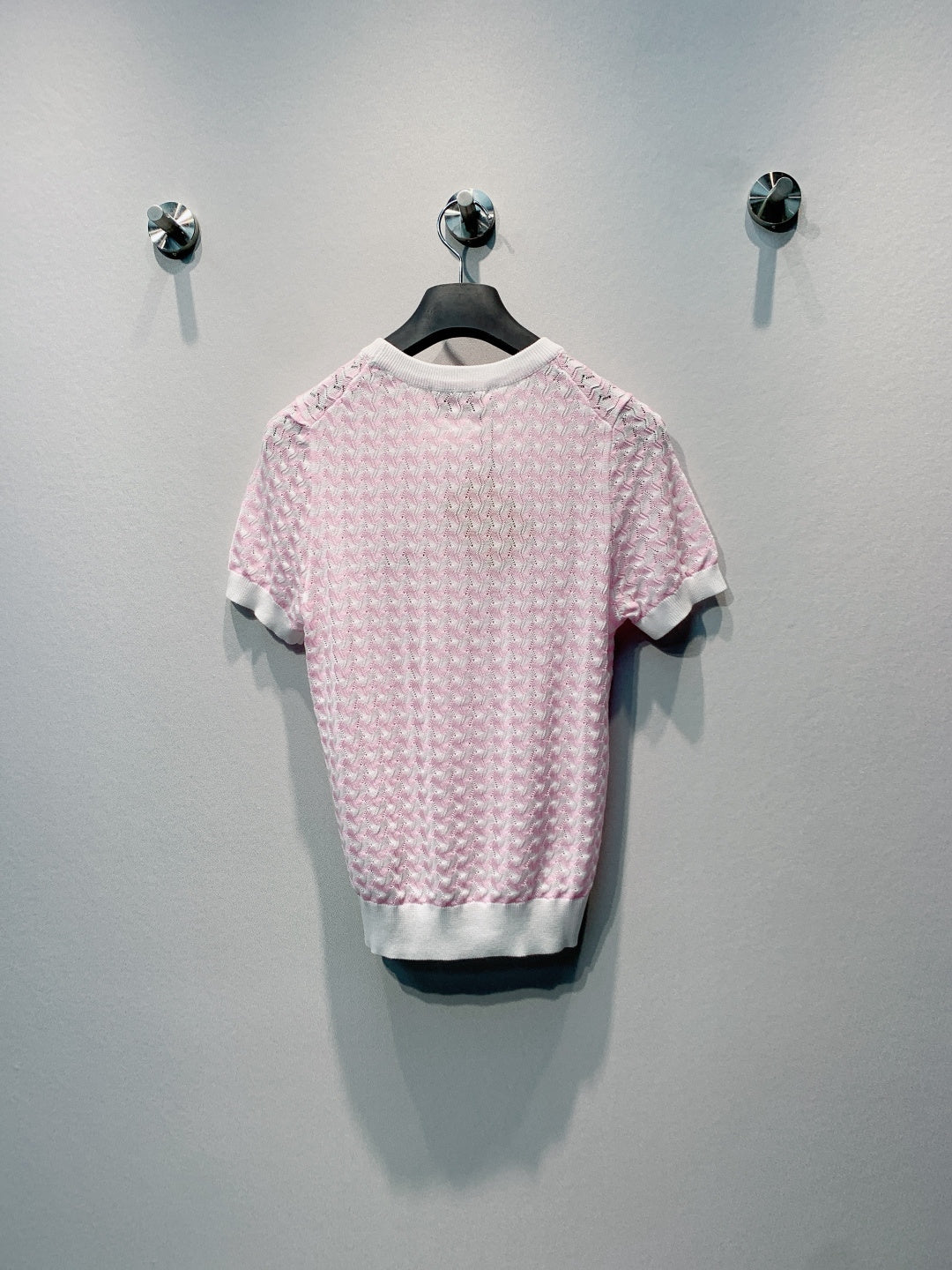 Miu 26s Short-Sleeve T-Shirt Pink White Knit 395918