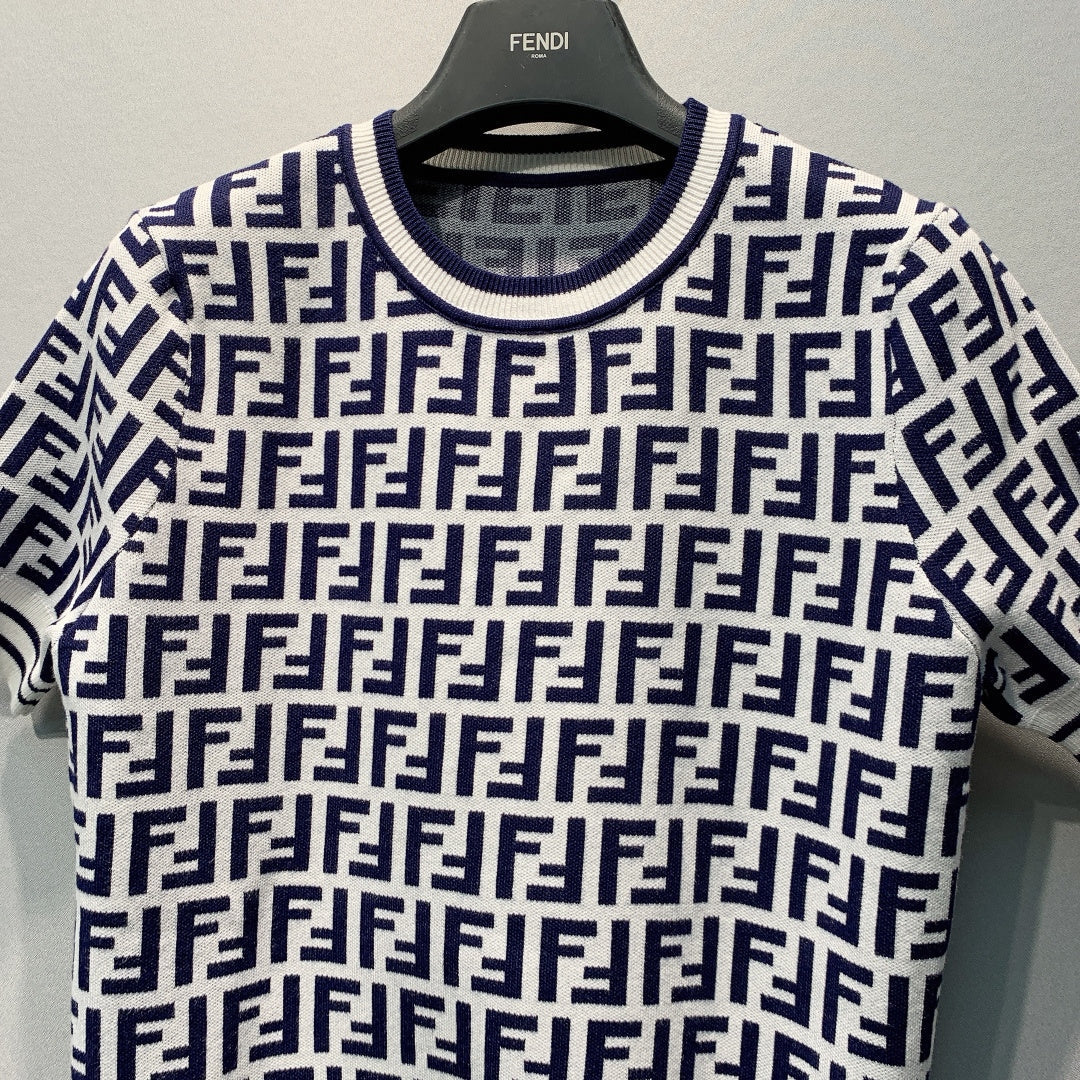Fendi 26s Monogram Knit Short-Sleeve T-Shirt 406285