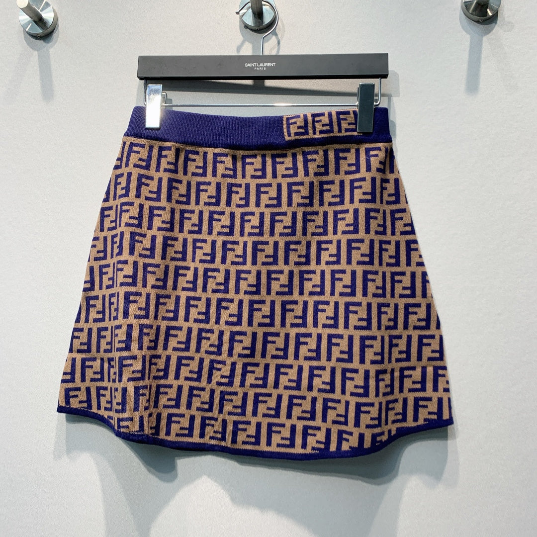 Fendi 26s Monogram Knit Midi Skirt 406288