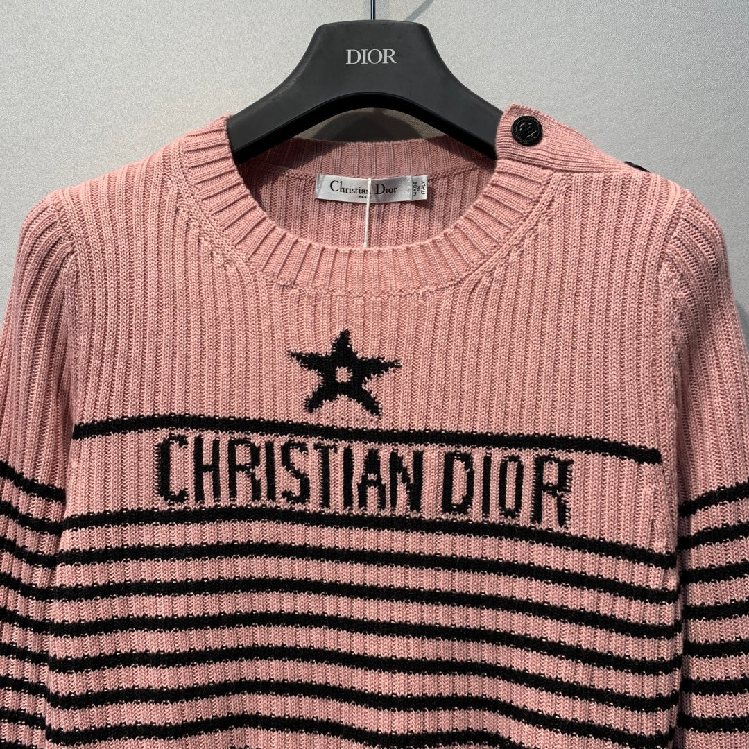 CD 26s Lucky Star Striped Knit Sweater Black Pink Wool 413831