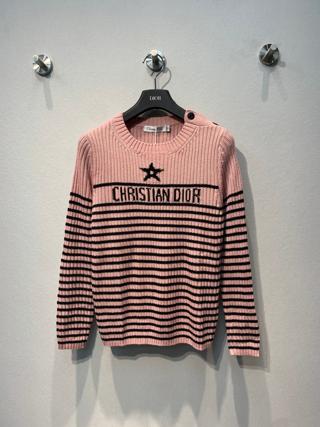 CD 26s Lucky Star Striped Knit Sweater Black Pink Wool 413831