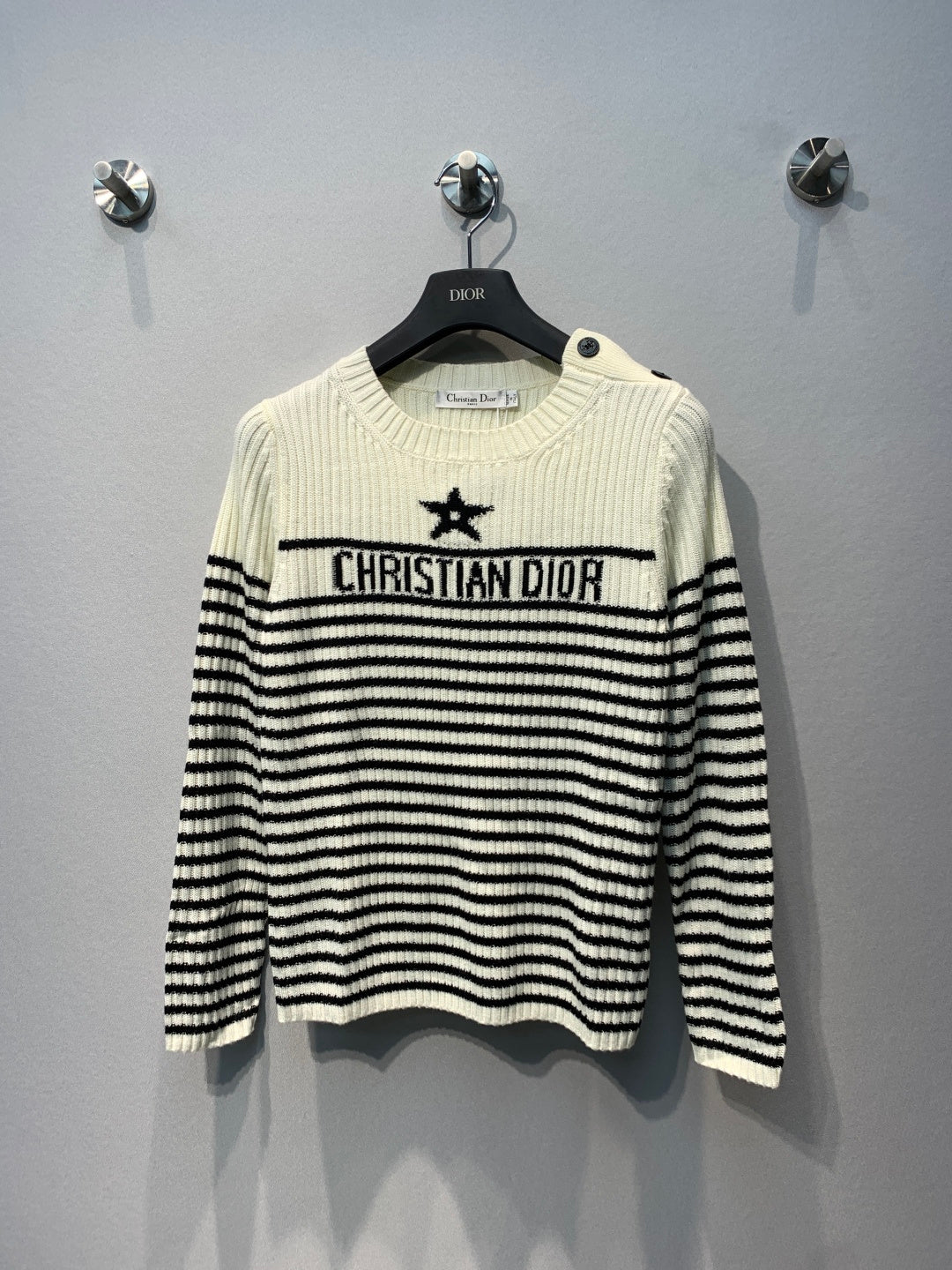 CD 26s Lucky Star Striped Knit Sweater Black Cream Wool 413832