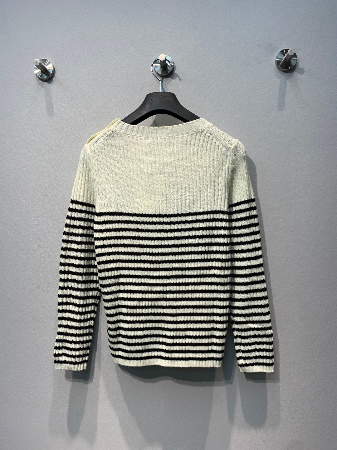 CD 26s Lucky Star Striped Knit Sweater Black Cream Wool 413832