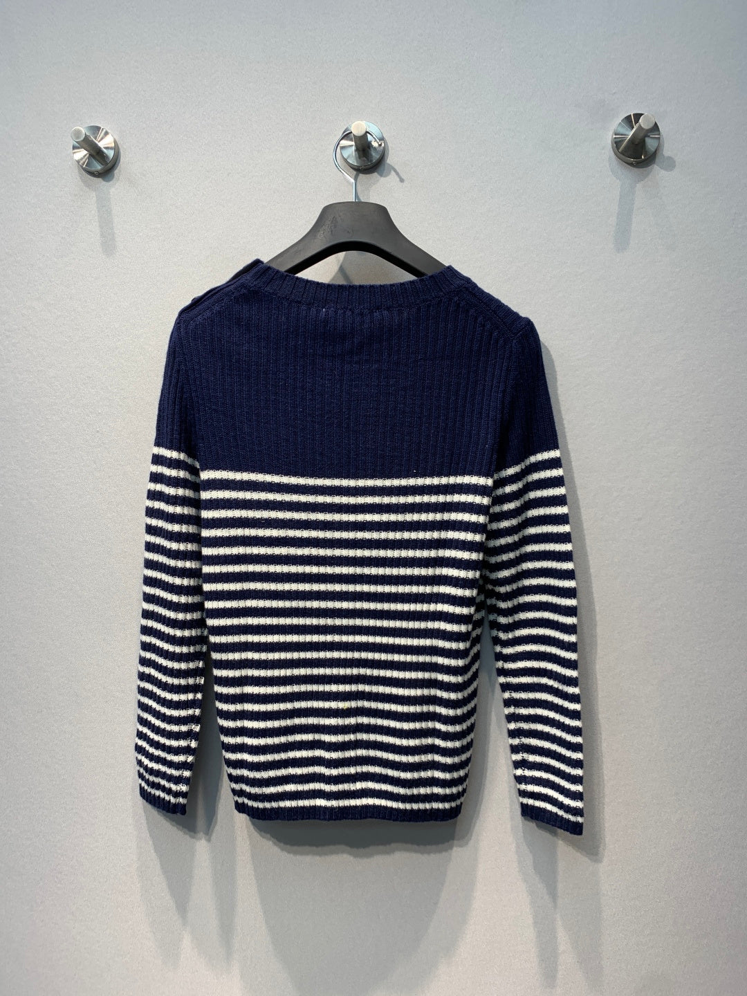 CD 26s Lucky Star Striped Knit Sweater Dark Blue White Wool 413833