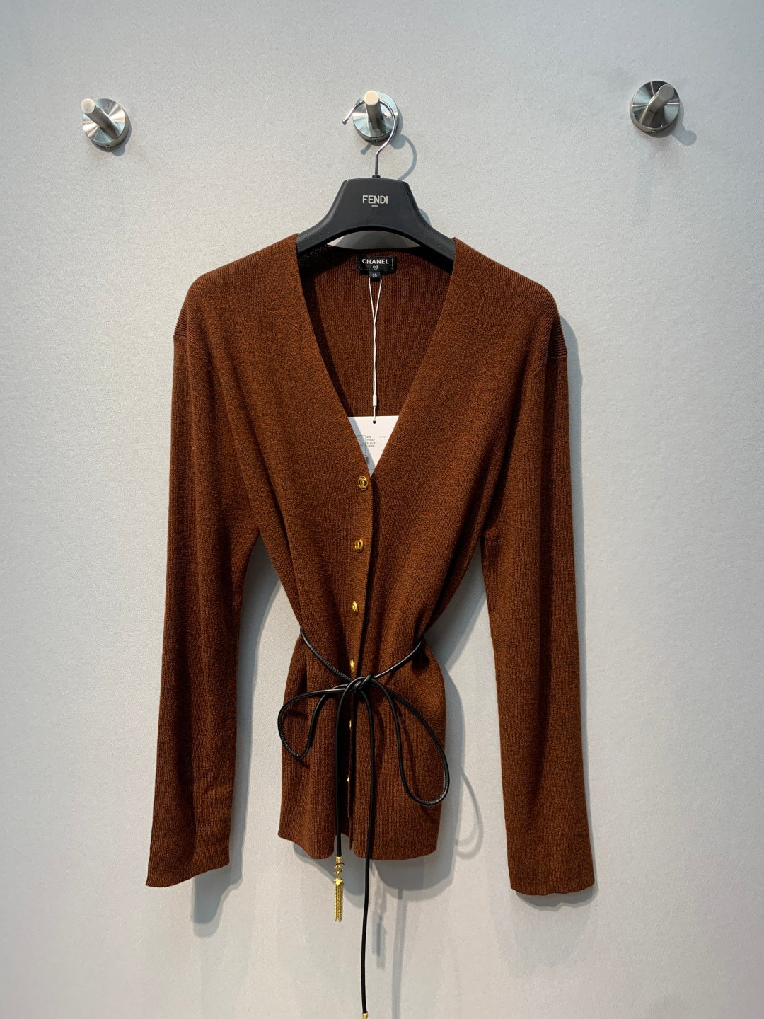 CC 26s Tie-front Knit Cardigan Dark Brown Wool 421208