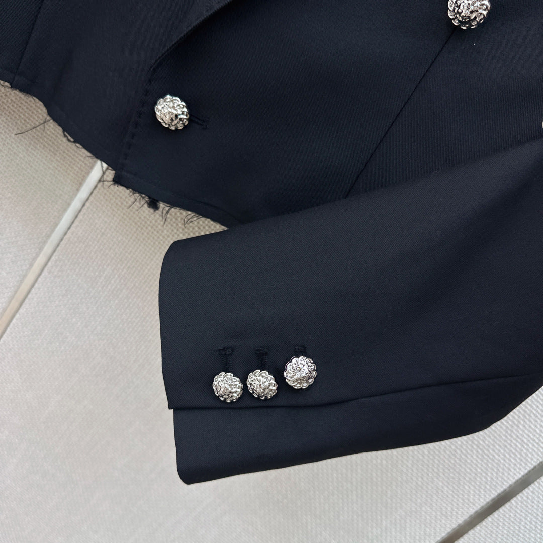 CC 26s Jacket Gabardine Black Wool Cotton Polyester 409110
