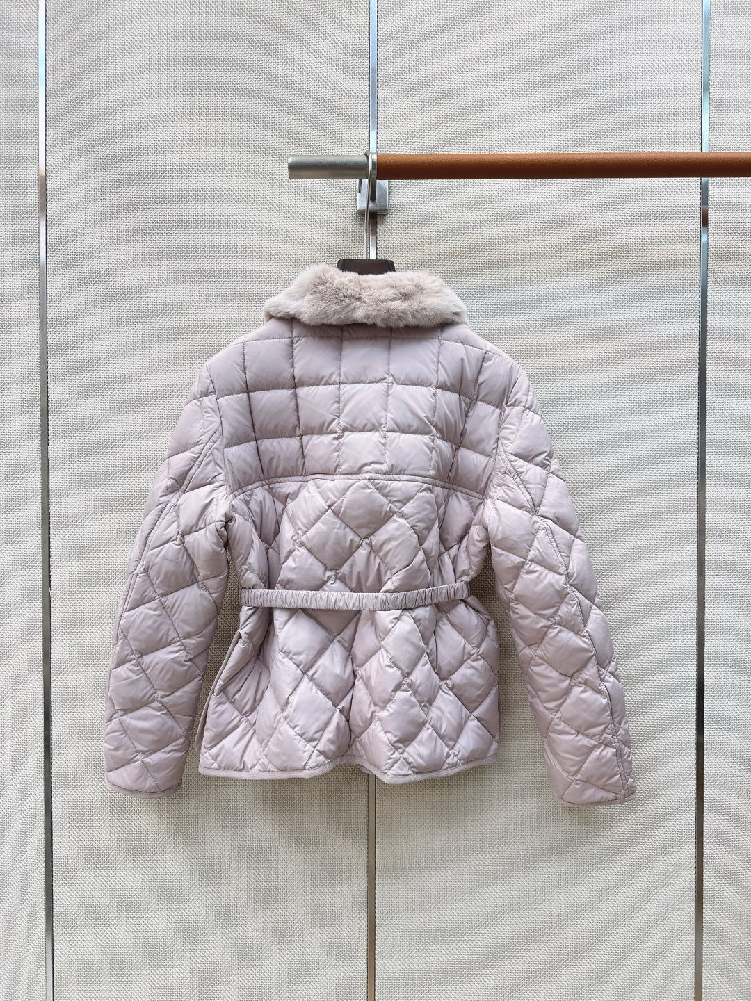 Moncler 26s Cygnes Belted Short Down Jacket Light Beige 419292