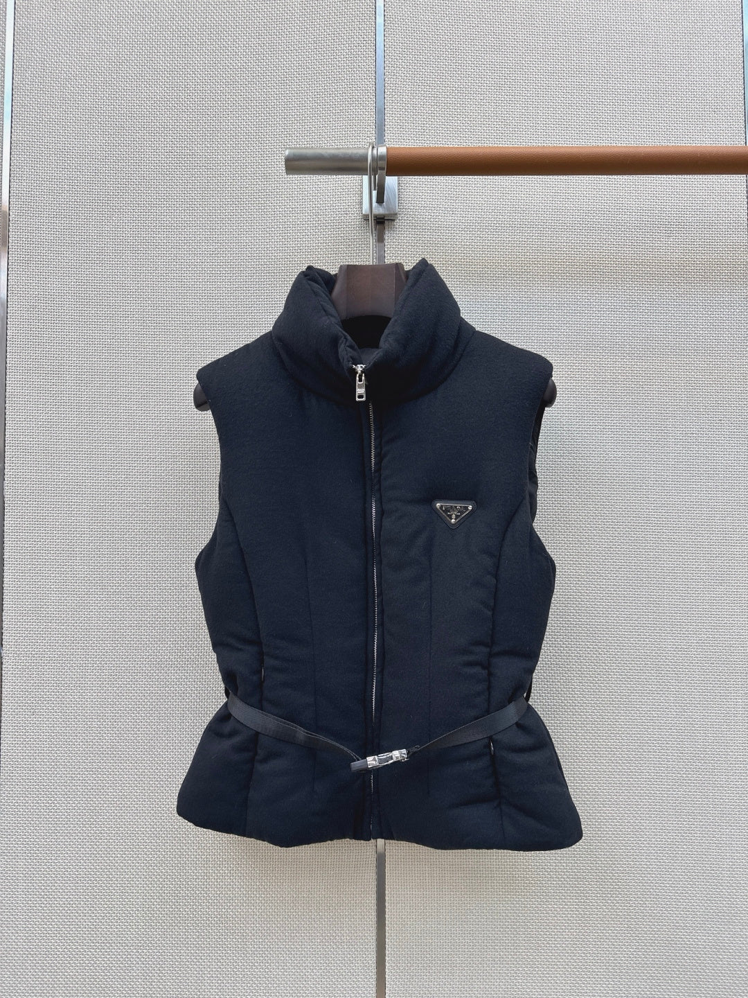 Prada 26s Loden Down Vest Black Down Filling 419335