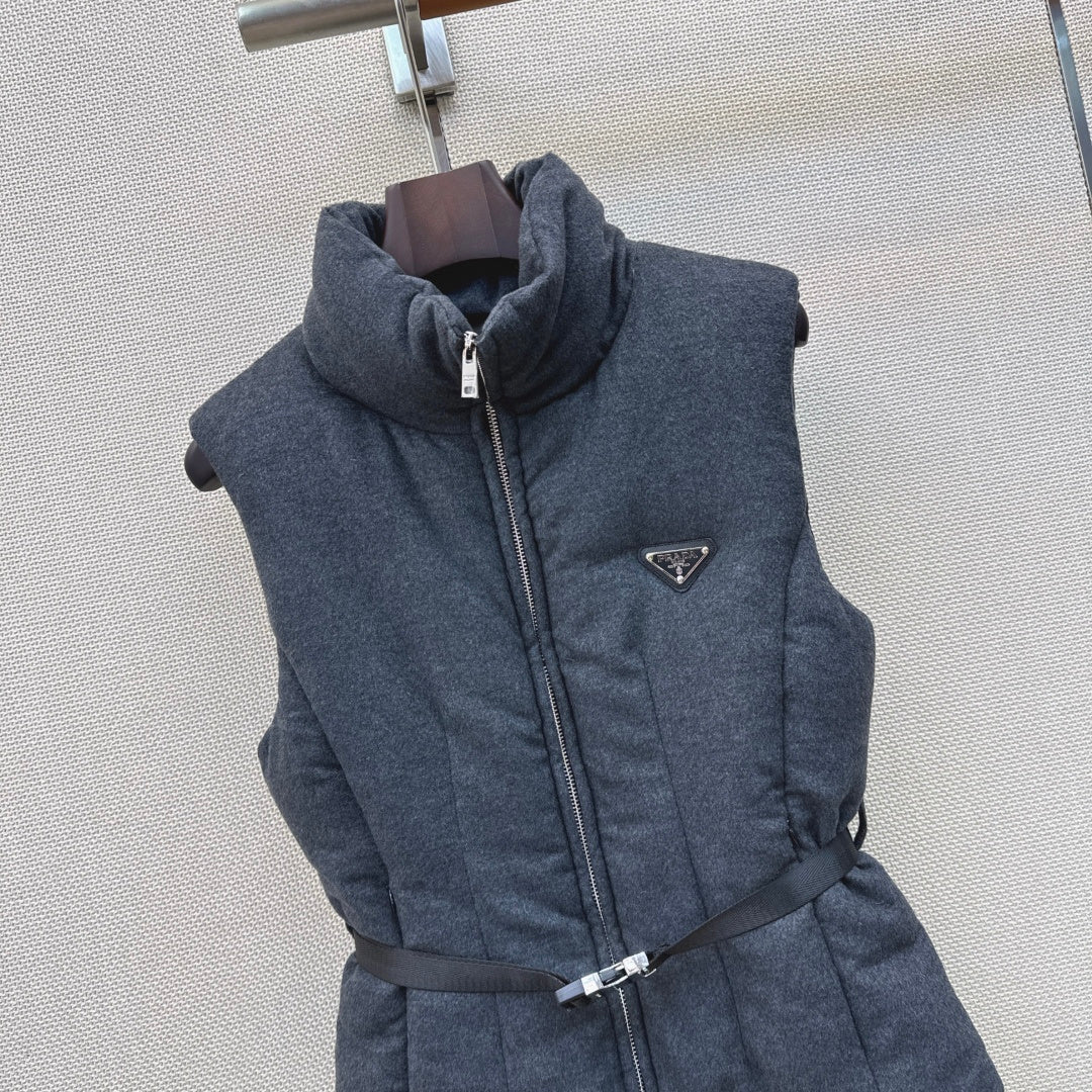 Prada 26s Loden Down Vest Grey Down Filling 419336