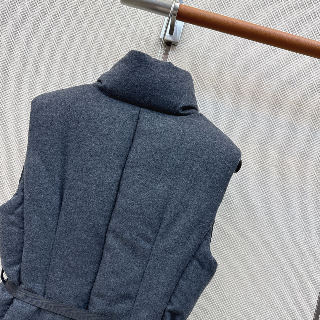 Prada 26s Loden Down Vest Grey Down Filling 419336