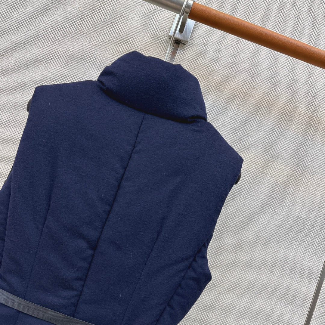Prada 26s Loden Down Vest Navy Blue Down Filling 419337