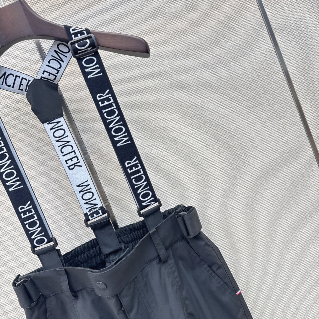 Moncler 26s Grenoble Ski Pants Suspender Black Goose Down 429125