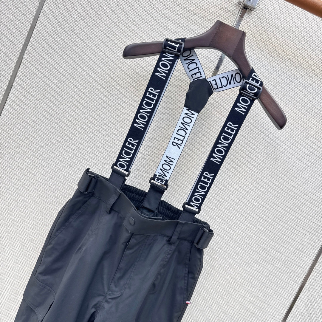 Moncler 26s Grenoble Ski Pants Suspender Black Goose Down 429125