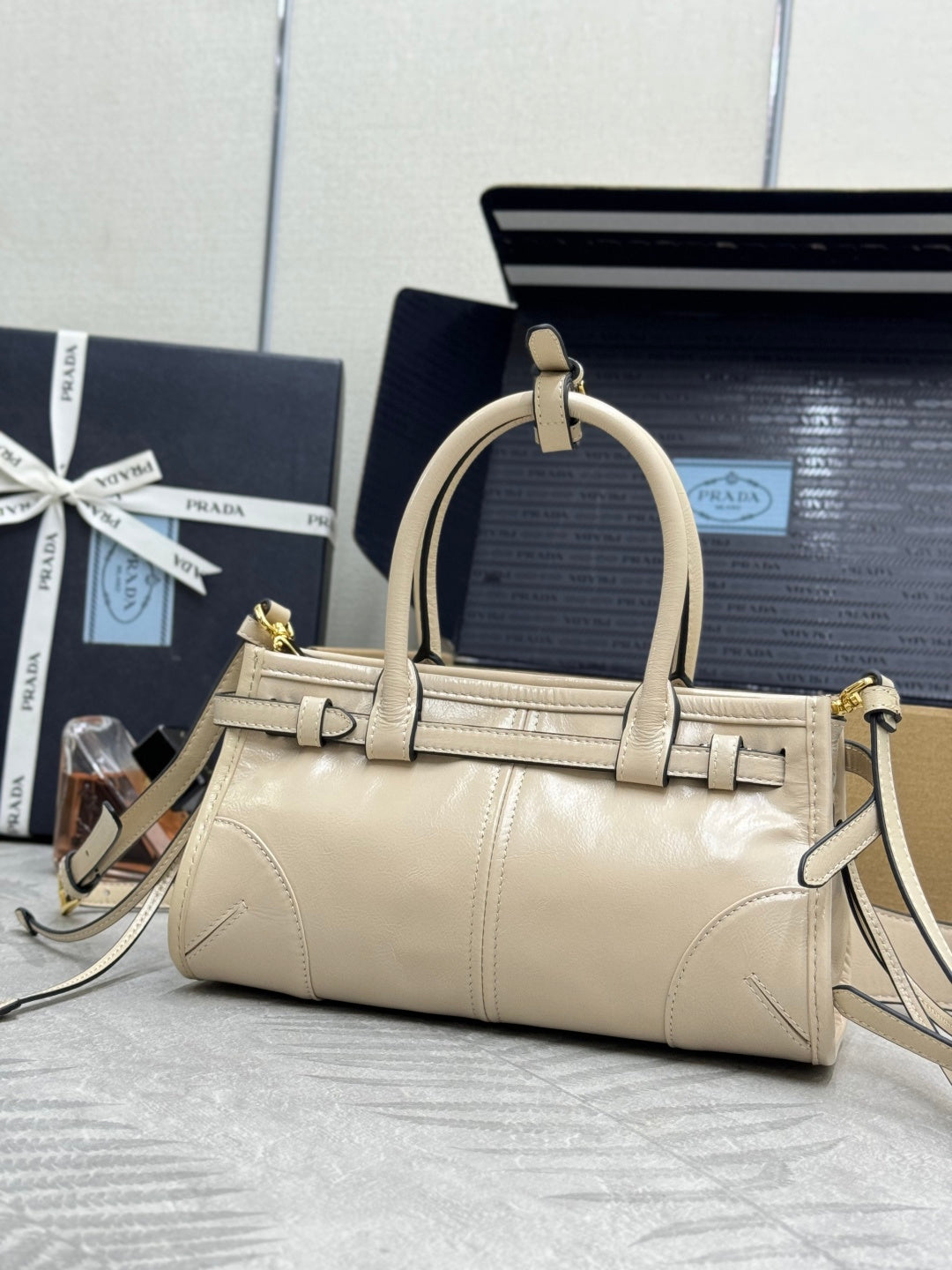 Pra Bonnie Bag 24cm Khaki Leather 293961