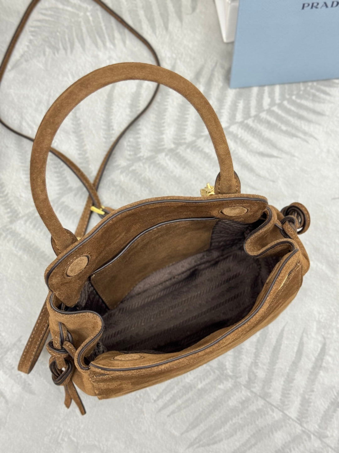 Prada 26s Mini Carry Brown Suede 144433