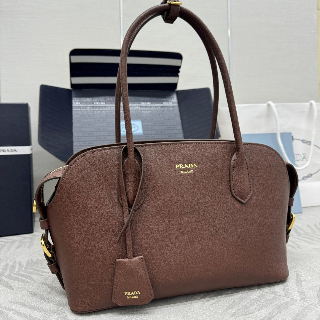 Prada  Medium Signet Tote Brown Leather 144518