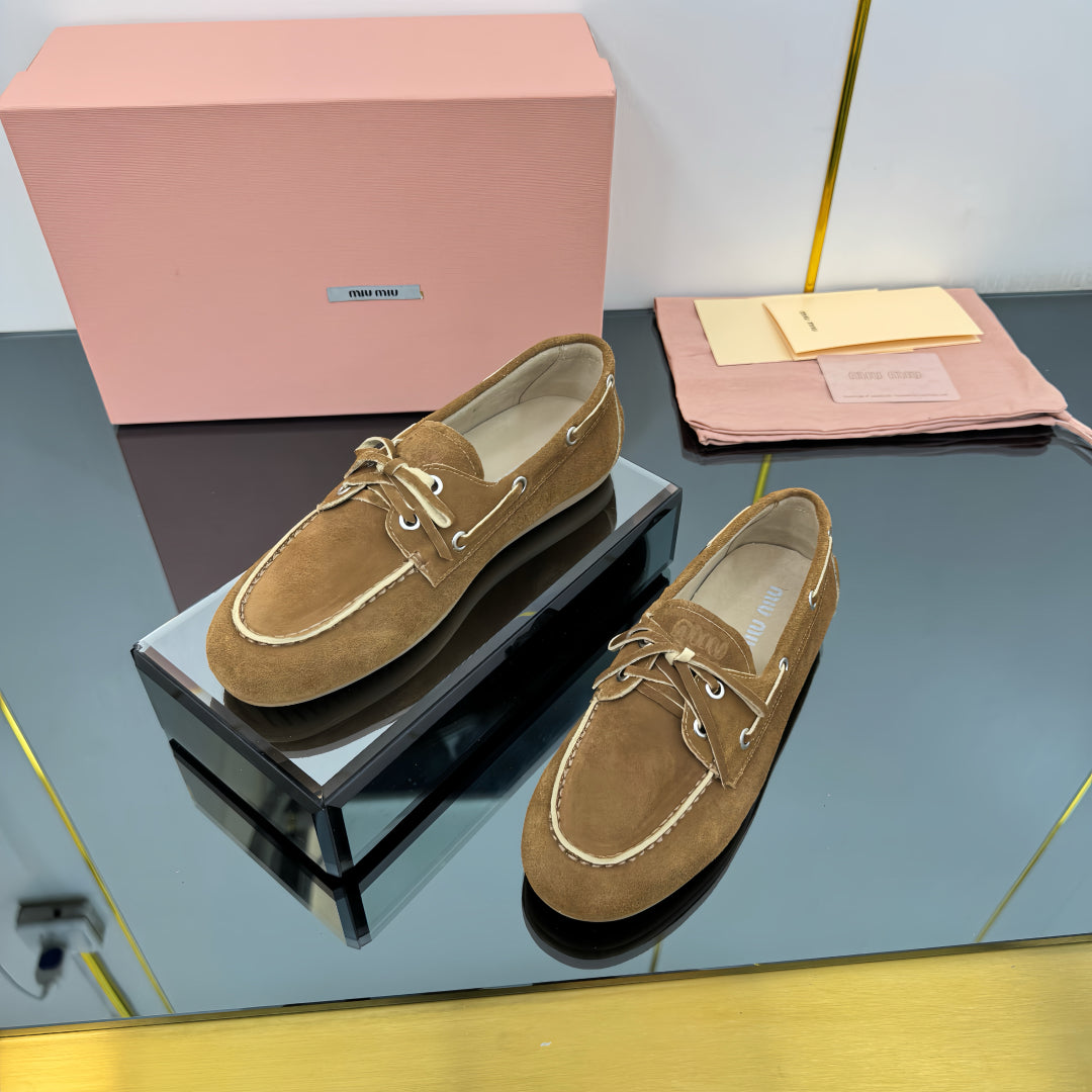 Faded Unlined Brown Suede Loafers