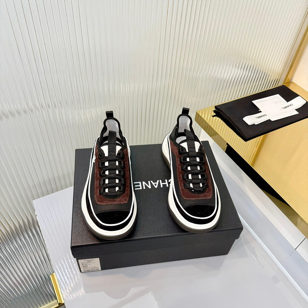 CC 26s Casual Sneakers Black Brown Suede Mesh 928045