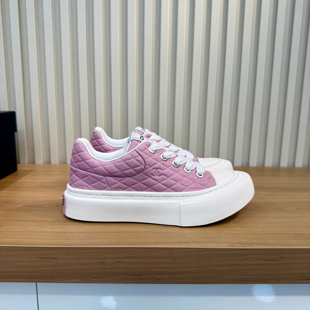 CC 26S Quilted Sneakers 3cm Dark Pink Fabric 106059