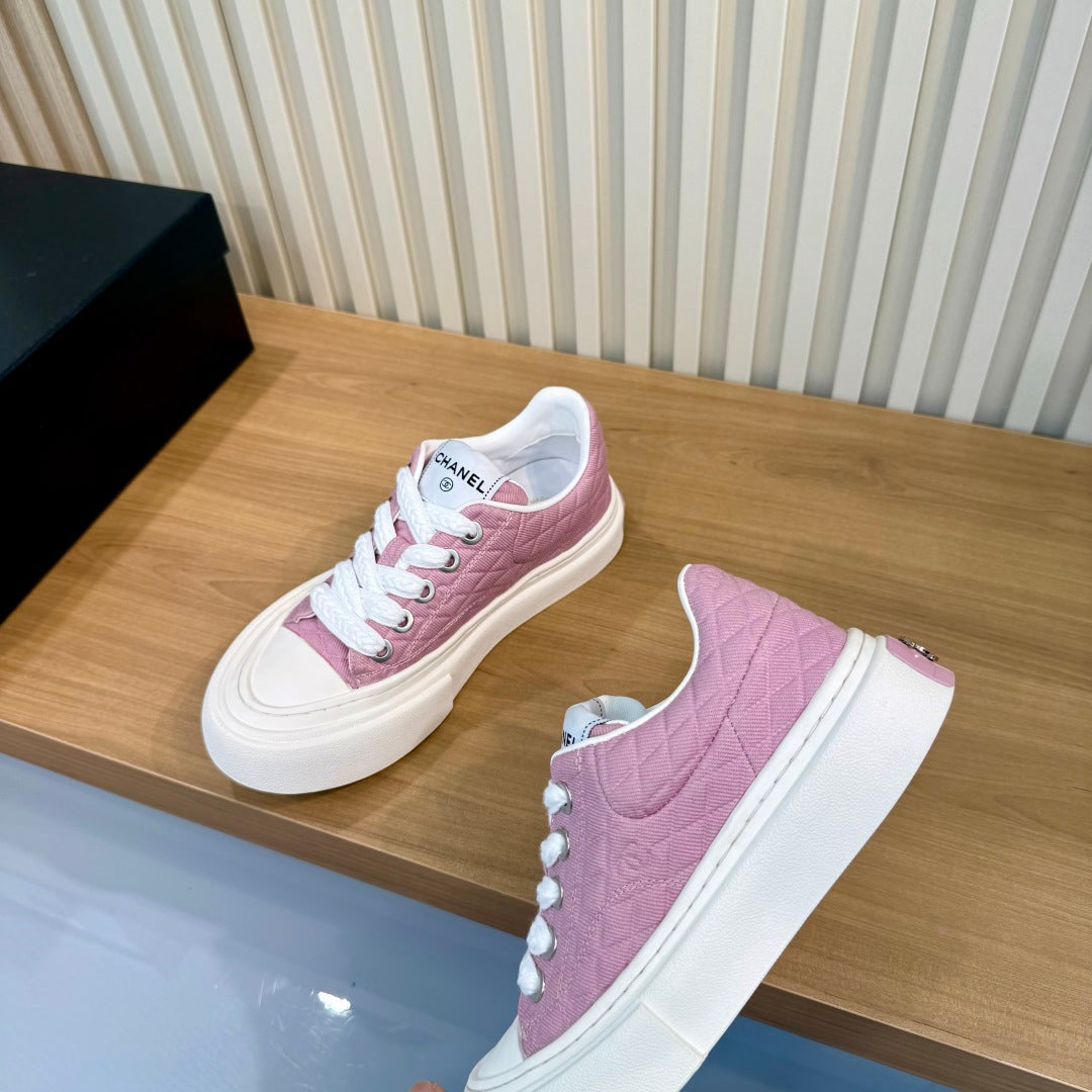 CC 26S Quilted Sneakers 3cm Dark Pink Fabric 106059