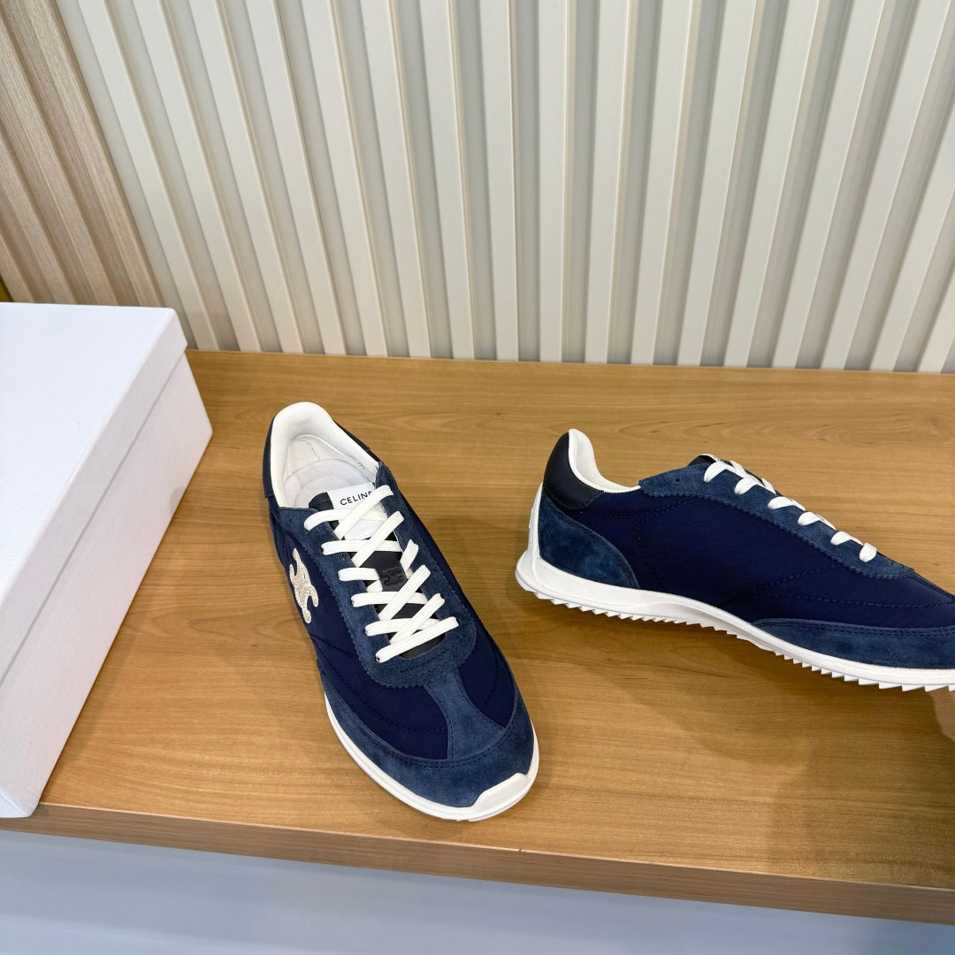 Celine 26s Runner Sneaker Dark Blue Mesh Suede 987341