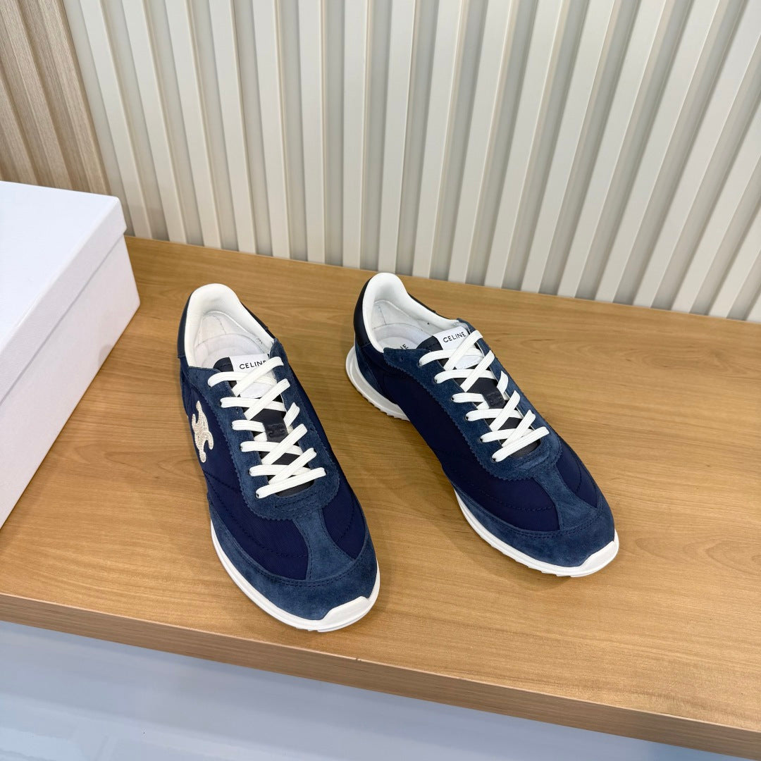 Celine 26s Runner Sneaker Dark Blue Mesh Suede 987341