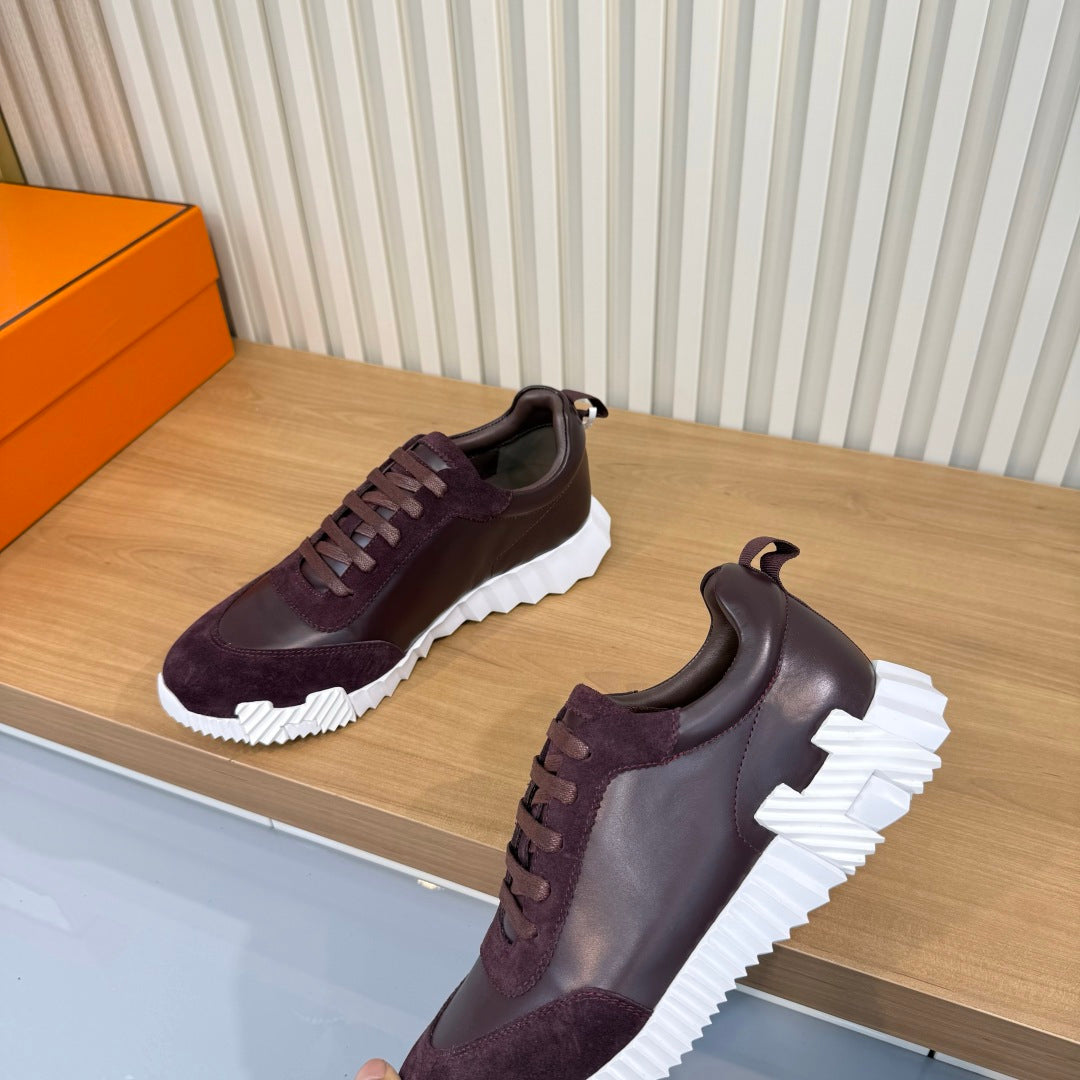 HM 26s Bouncing Sneakers 4cm Burgundy Suede Leather 146259