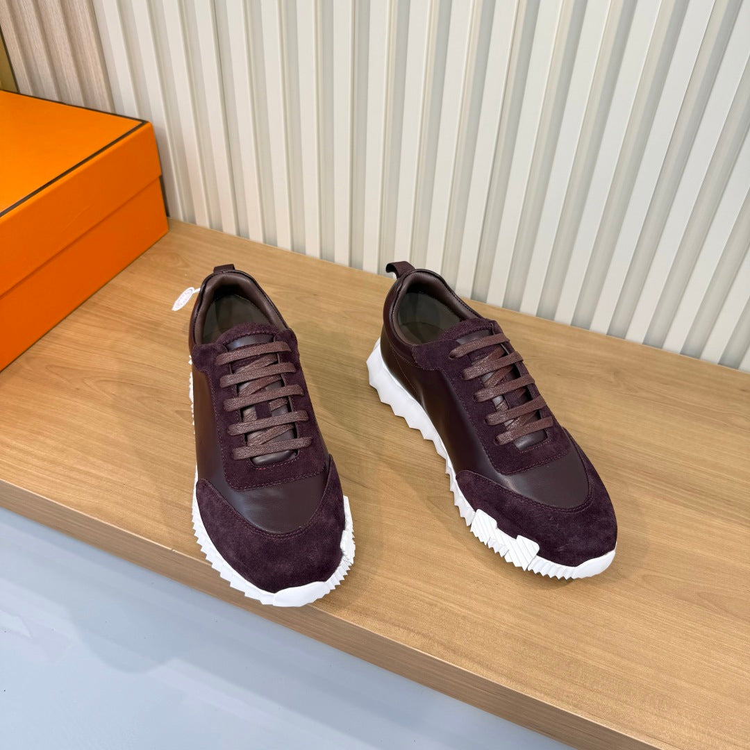 HM 26s Bouncing Sneakers 4cm Burgundy Suede Leather 146259