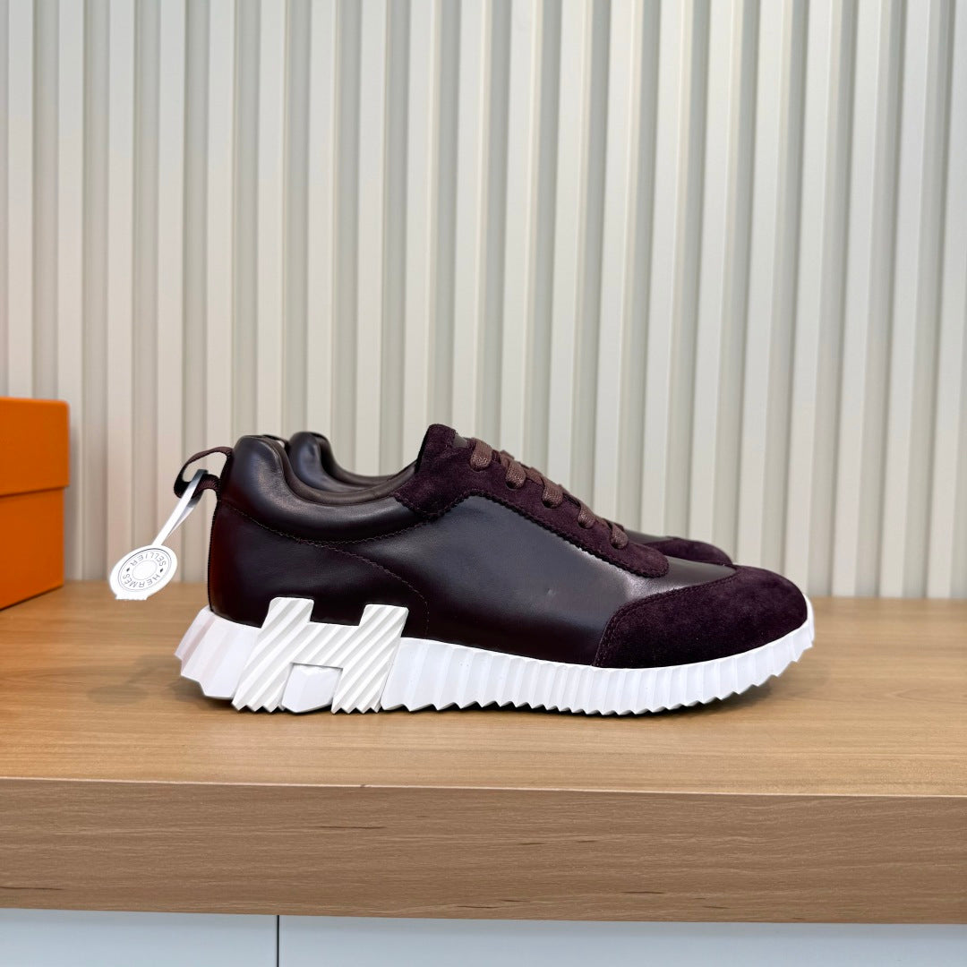 HM 26s Bouncing Sneakers 4cm Burgundy Suede Leather 146259