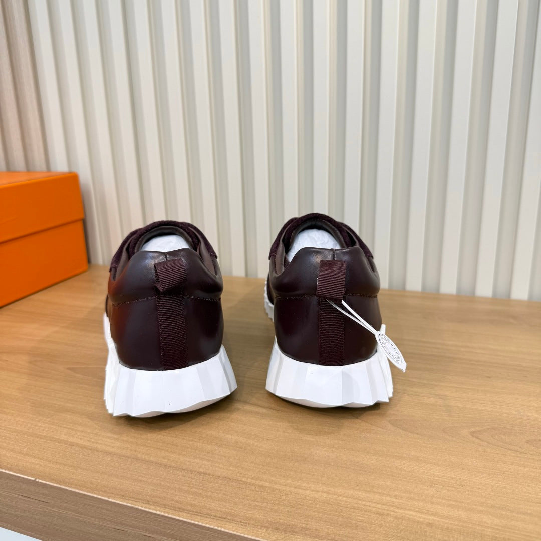 HM 26s Bouncing Sneakers 4cm Burgundy Suede Leather 146259