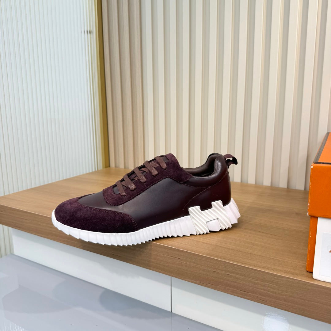 HM 26s Bouncing Sneakers 4cm Burgundy Suede Leather 146259