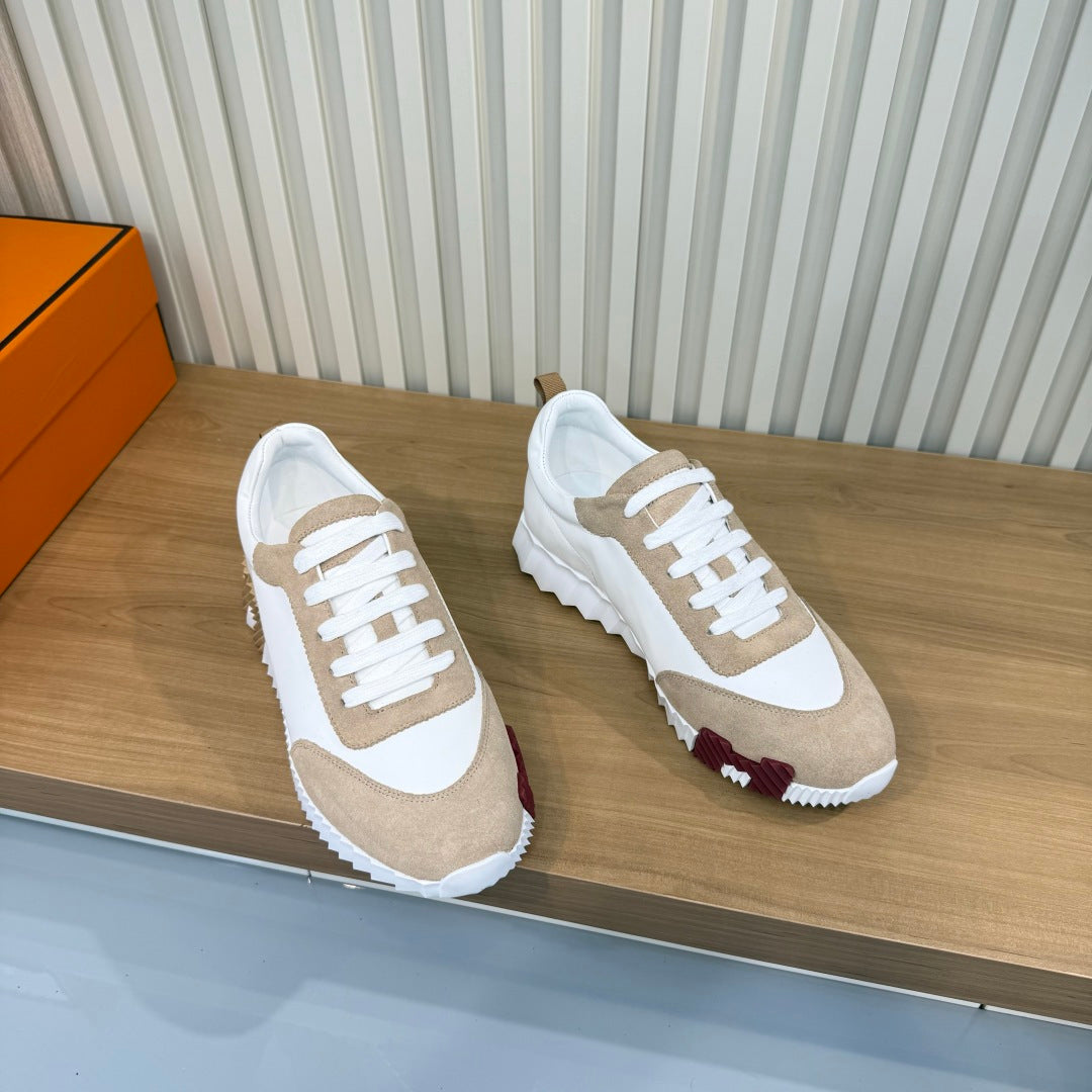 HM 26s Bouncing Sneakers 4cm White Beige Suede 146258