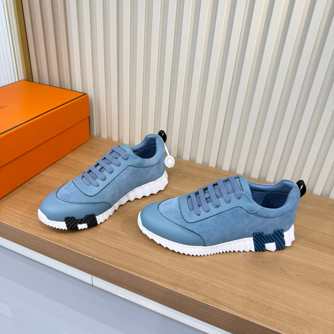 HM 26s Bouncing Sneakers 4cm Denim Blue Suede Leather 146257