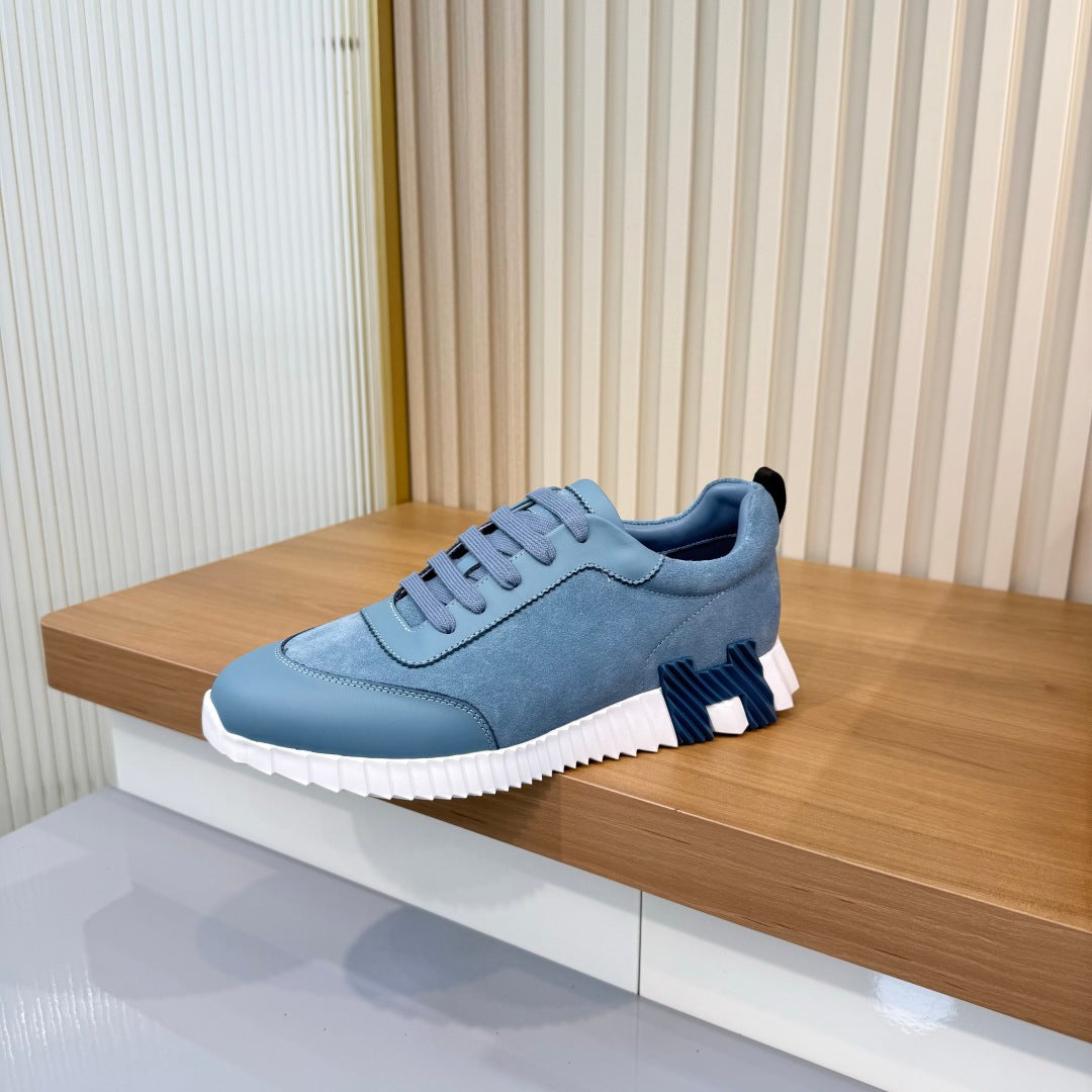HM 26s Bouncing Sneakers 4cm Denim Blue Suede Leather 146257