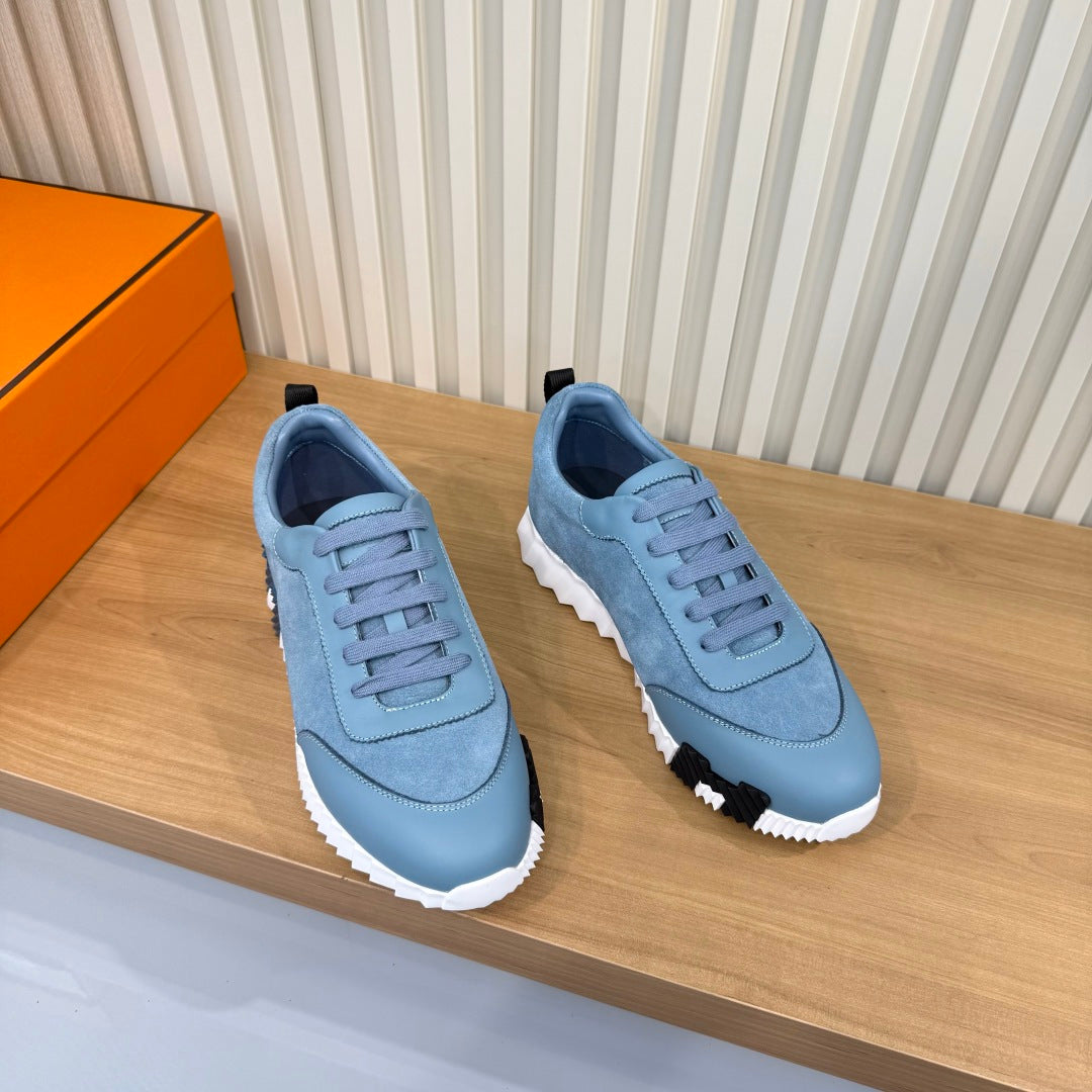 HM 26s Bouncing Sneakers 4cm Denim Blue Suede Leather 146257