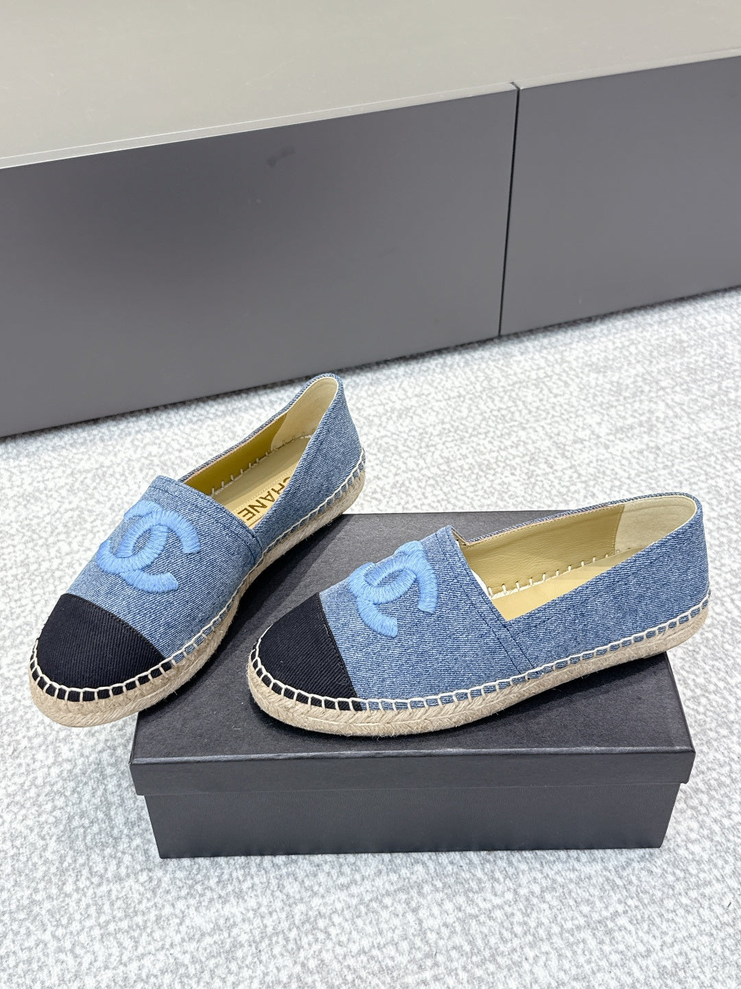 CC Espadrilles Black Blue Denim 653922