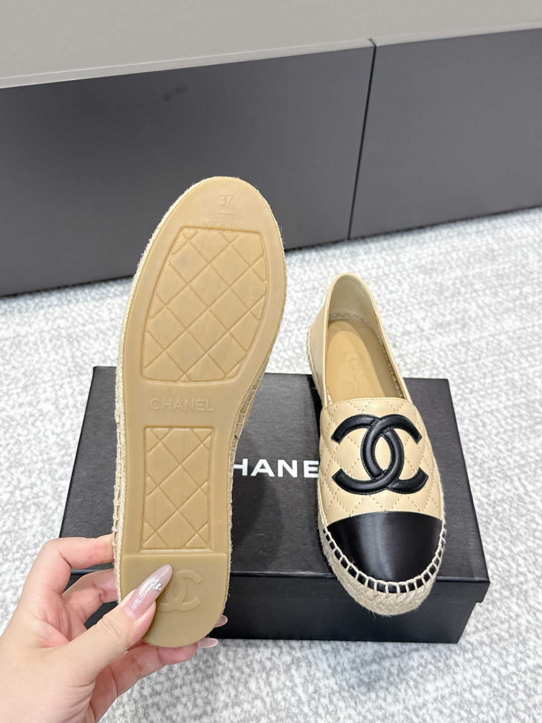 CC Espadrilles Black Beige Caflskin 653925