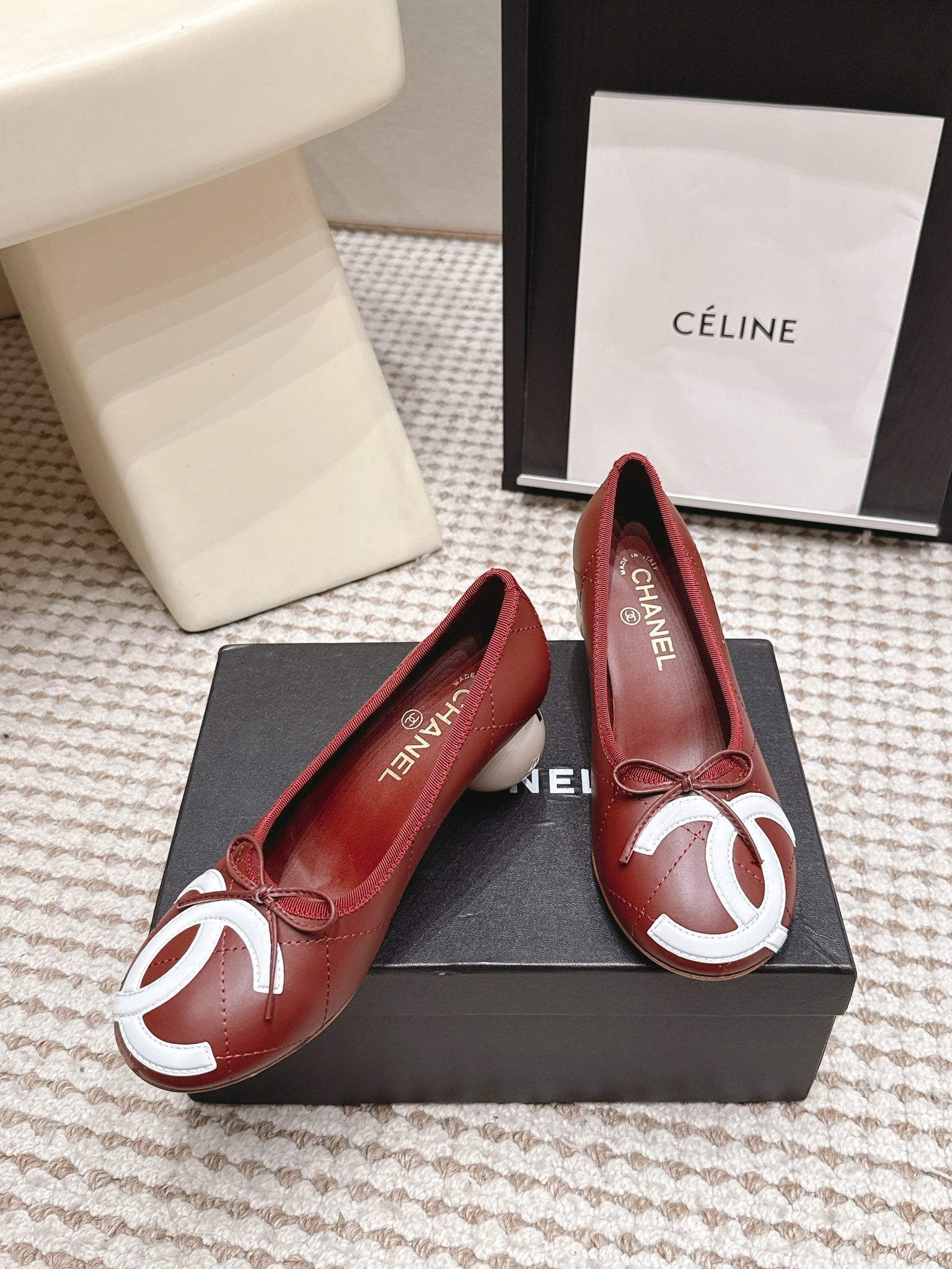 CC 26s Pearl High Heels 5.5cm Burgundy Calfskin