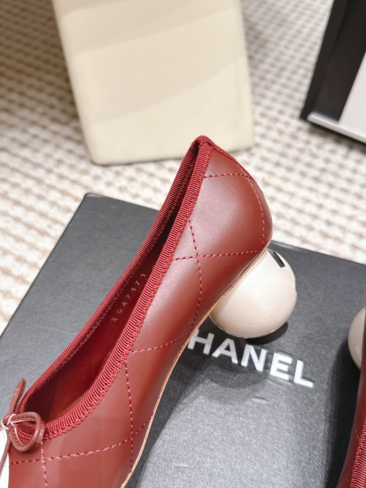 CC 26s Pearl High Heels 5.5cm Burgundy Calfskin