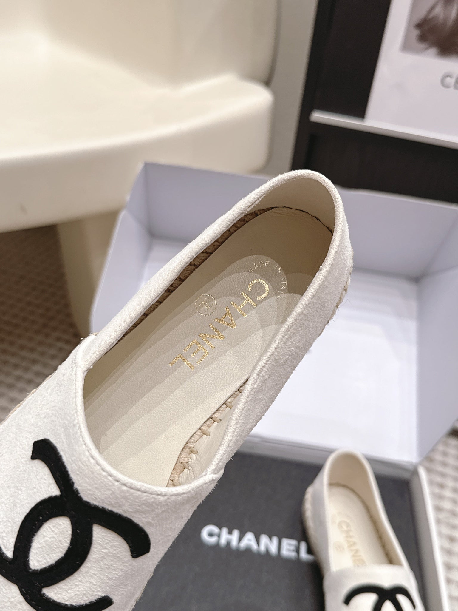 CC 26s Slip Ons White Black Suede