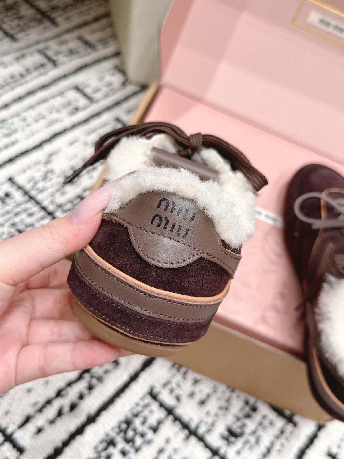 Miu Miu 26s Shearling Sneakers Brown Suede 138331