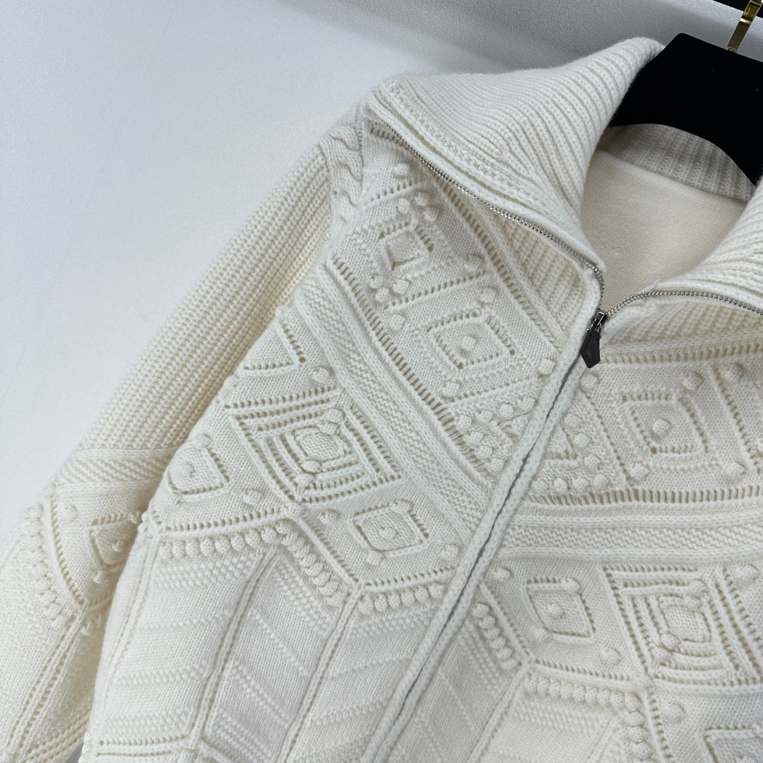 LP 2026 Knit Bomber Sweater Cream Cashmere 348971