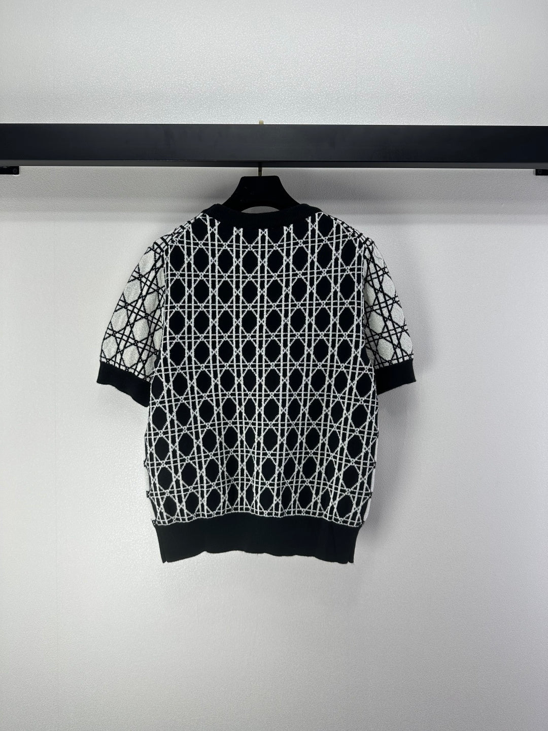 CD 26s Short-sleeved Crew Neck Black White Cannage Cotton 348979