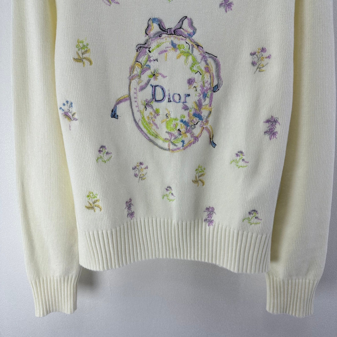 CD 26s Knit Long-Sleeve Sweater Ivory Cashmere Wool 349053