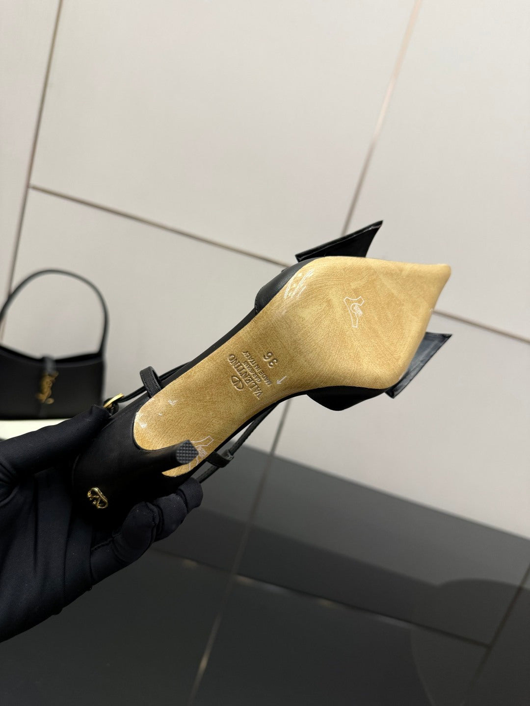 VT Bowow Slingback Pumps 85mm Black Leather