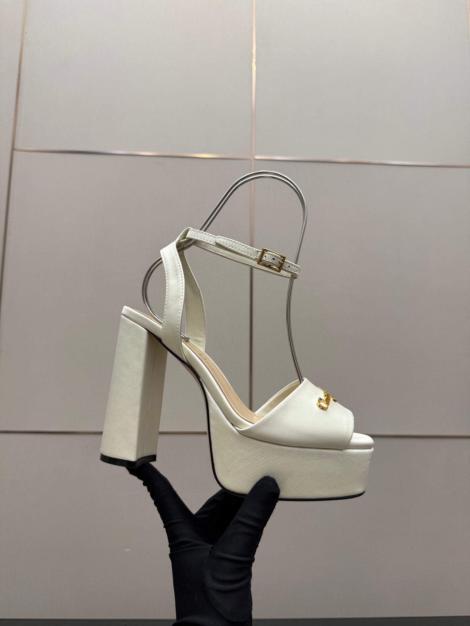 CD 26s High Heel Sandals 120mm White Satin