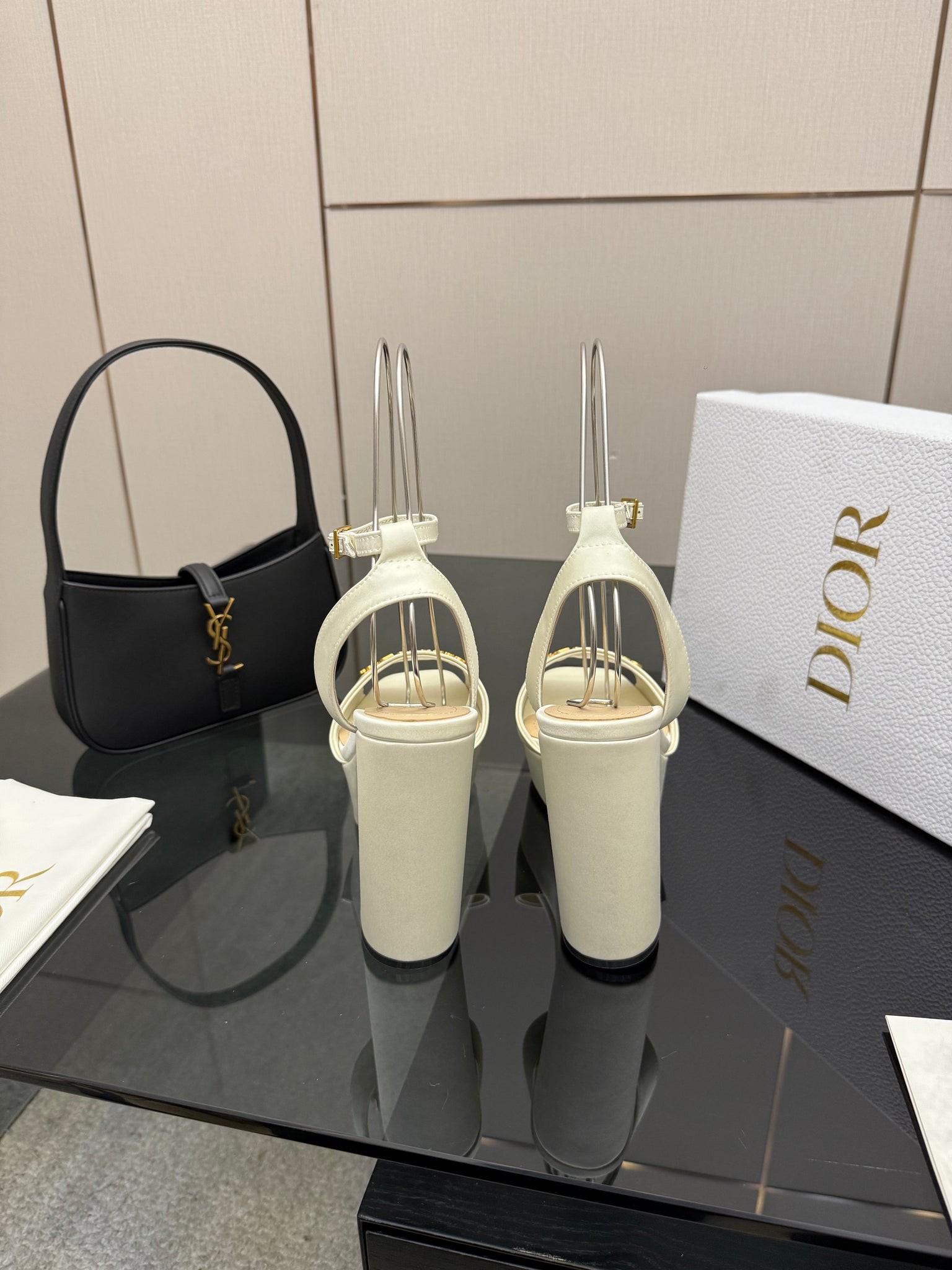CD 26s High Heel Sandals 120mm White Satin