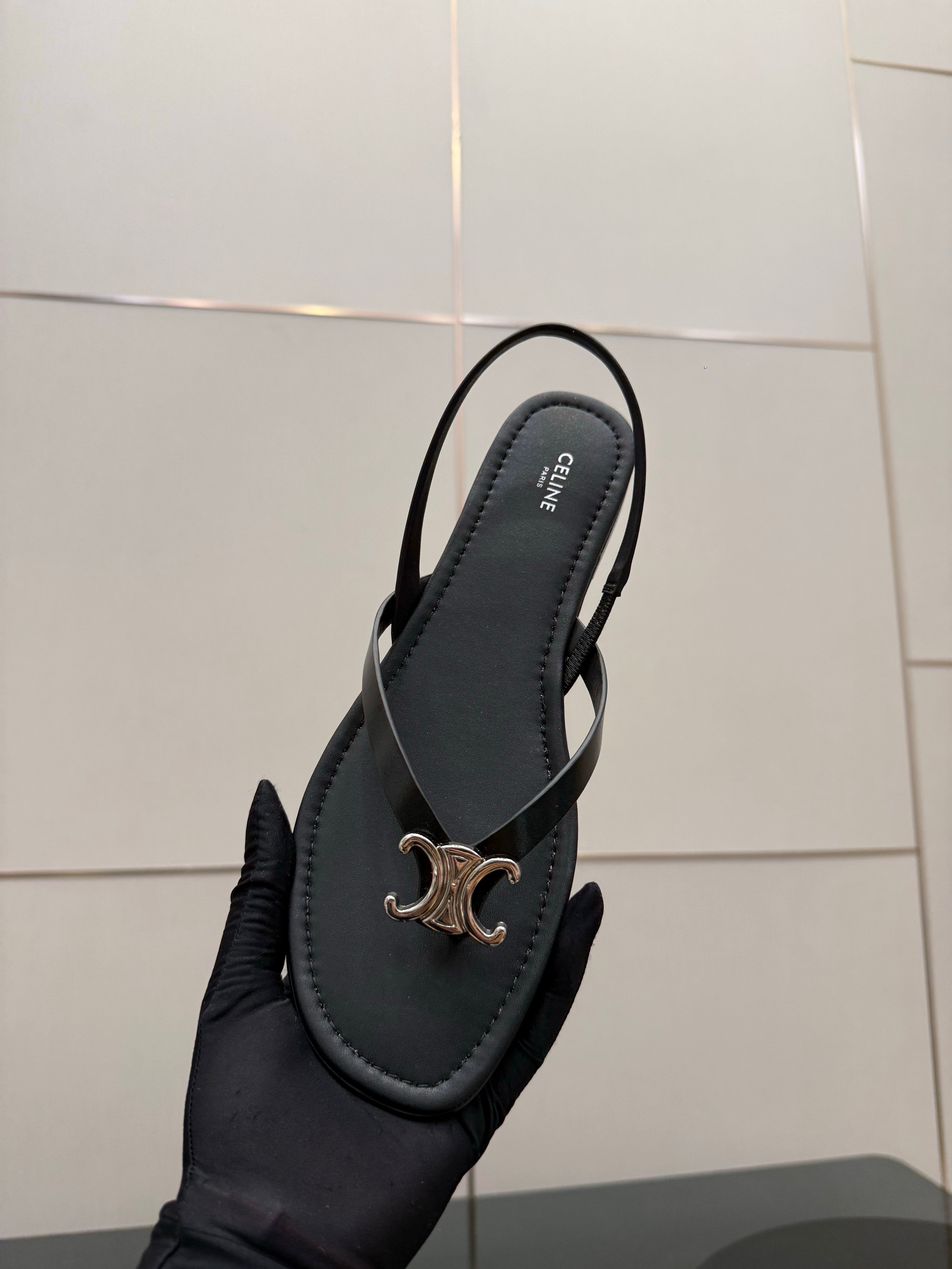 Celine Biki Sandal Black Calfskin 725675
