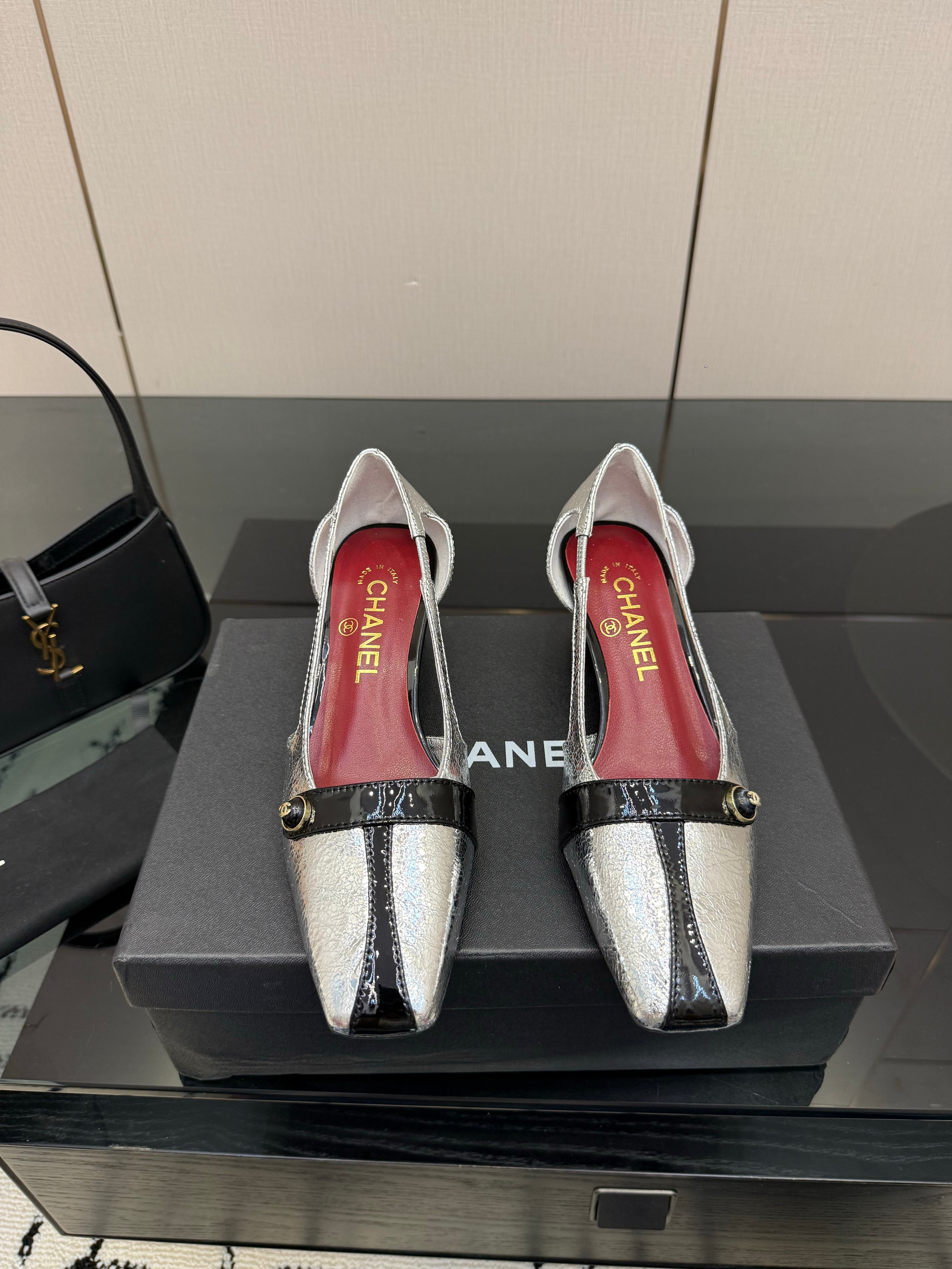 CC 26P Slingback 5cm Sliver Black Patent Leather 791610